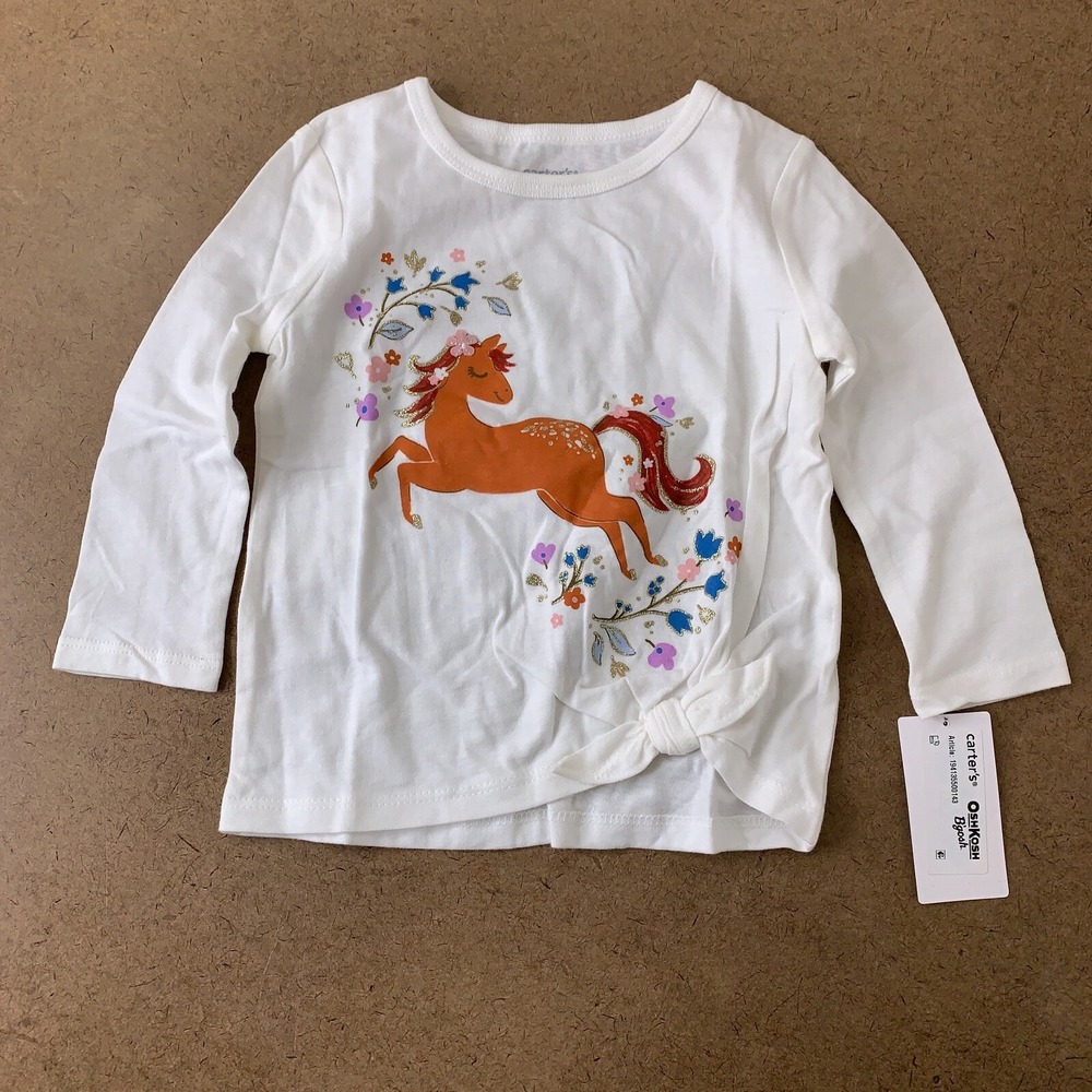 Carter's Baby Size 18 Months White Long Sleeve Unicorn Graphic Jersey Tee NWT